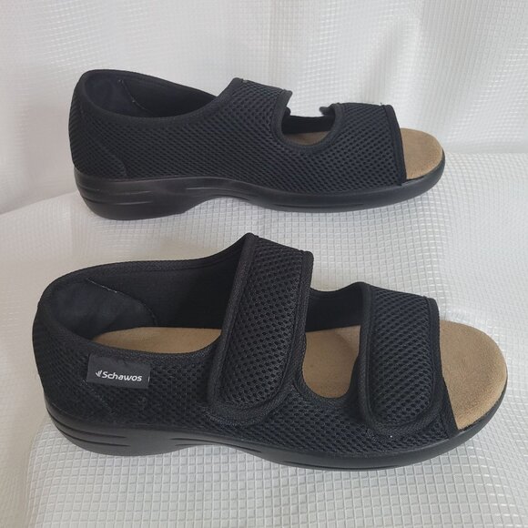 Schawos Unisex Shoes Sandals Anatomical Adjustable Strap Mesh USW 9.5 10 Black - Picture 5 of 12